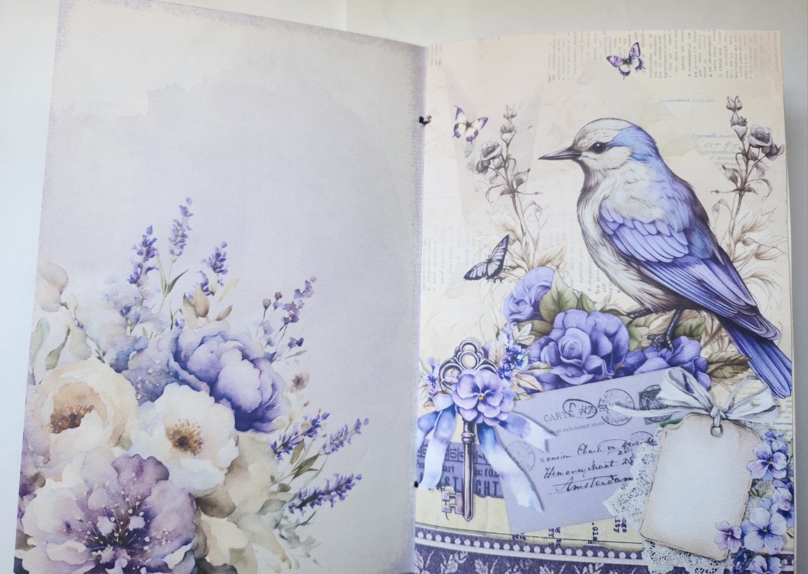 Junk Journal Blank Booklet «LAVENDER DREAMS» Vintage Purples 40pgs