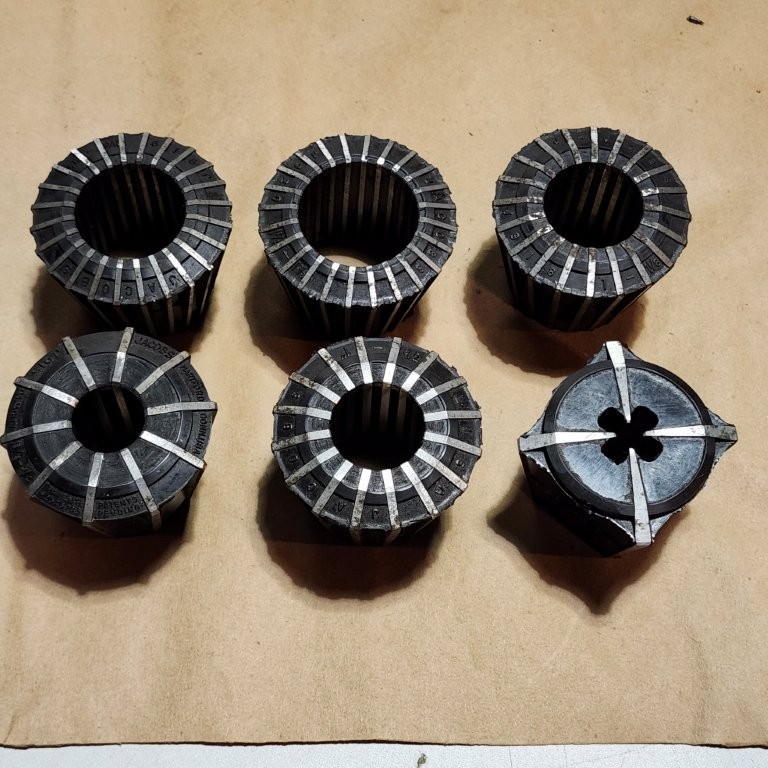 Jacobs Rubber Flex Collars Used 6 Pcs. as Listed in Steel Case Shown USA