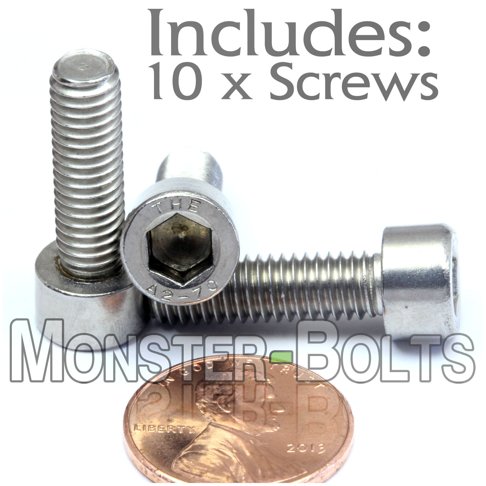 M6 – 1.0 x 20mm – Qty 10 – A2 Stainless Steel Socket Head Cap Screws – DIN 912