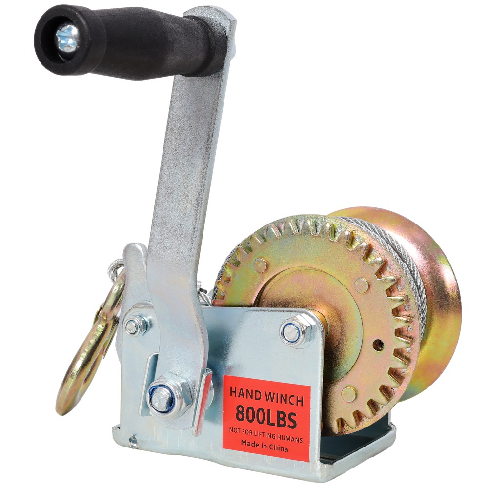 800LBS Hand Winch with 32.8FT Steel Cable, Galvanized Shell, 3.1:1 Gear Ratio…