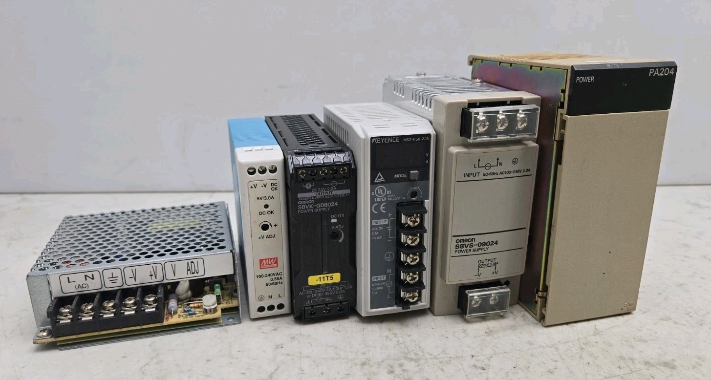 Mixed Lot of 6 Switching Power Supplies Keyence Omron Mean Well See Pictures