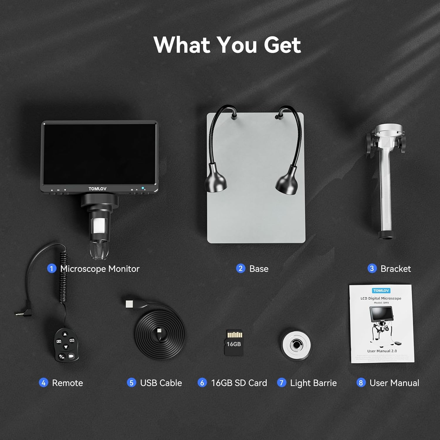 TOMLOV 7″ LCD Coin Microscope 1080P Digital Microscope 1200X Magnifier Full View