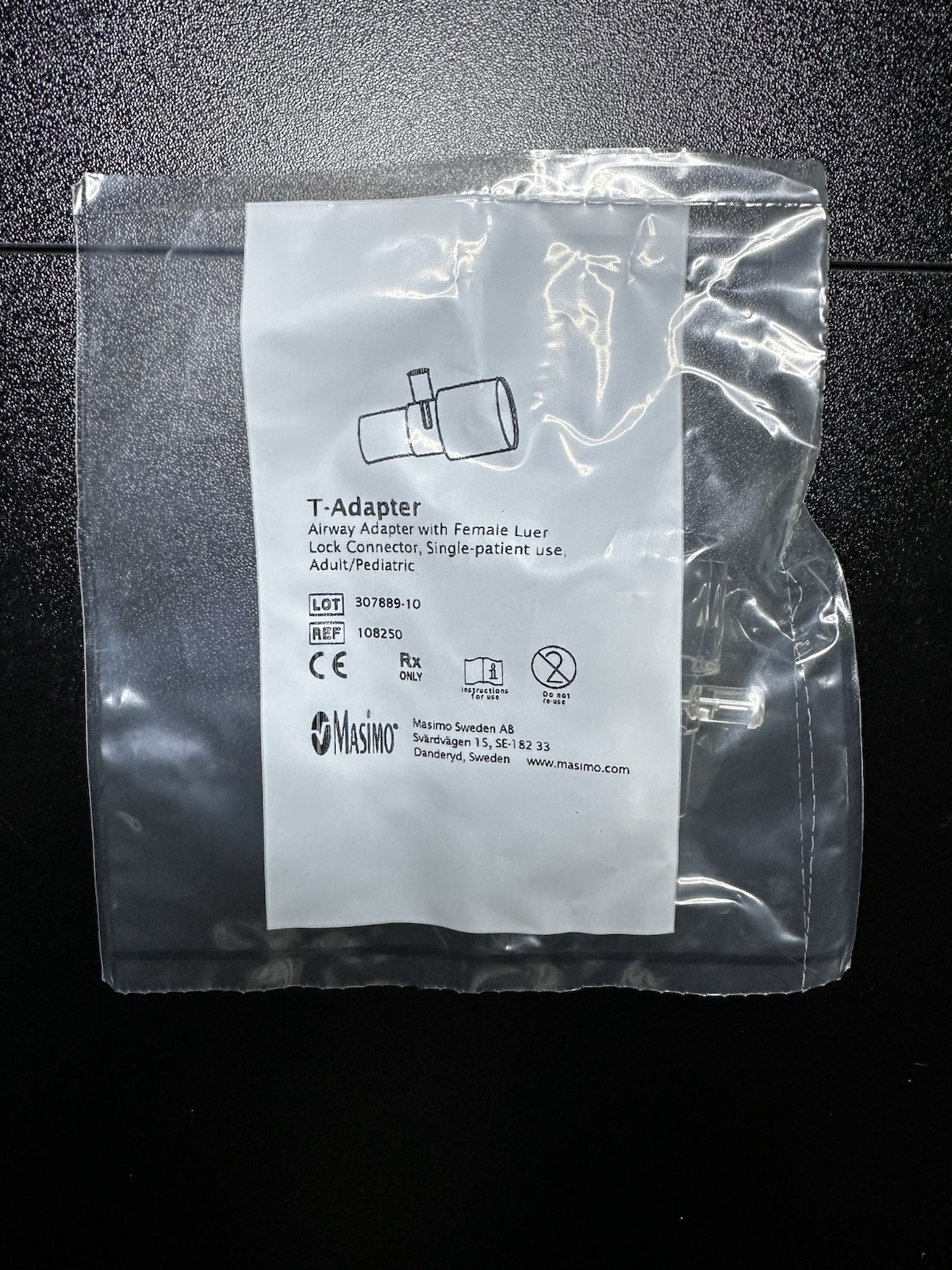 Masimo 108250 CO2 Sidestream Airway T-Adapter with Female Luer Lock – Adult, Ped