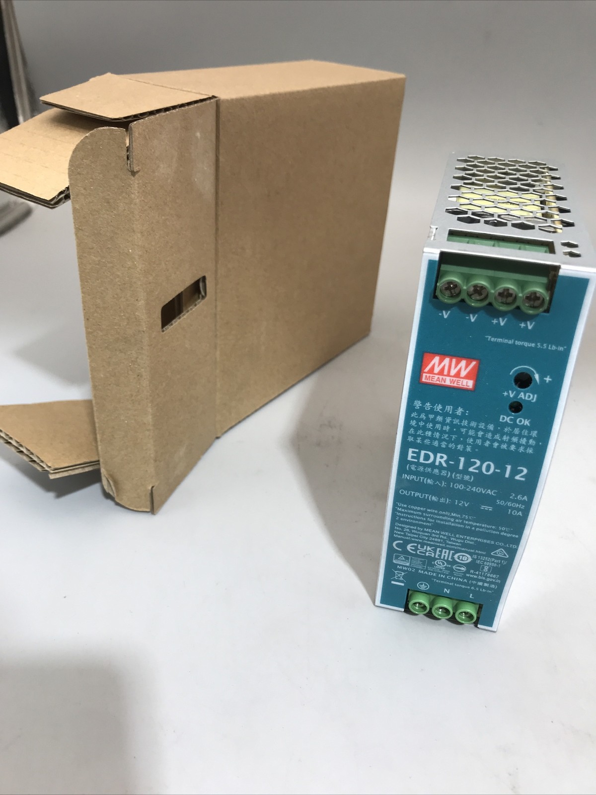 Mean Well EDR-120-12 AC/DC Power Supply – 1 Output – 12V@10A – 120W New