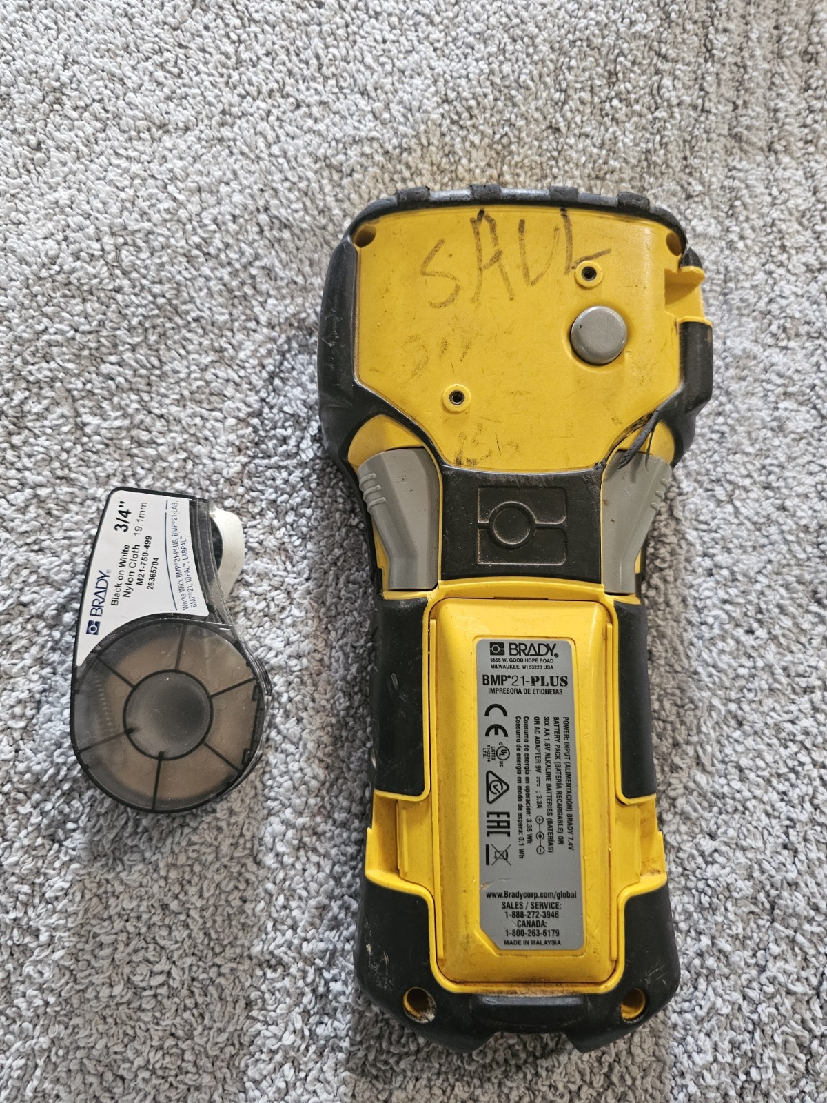 Brady BMP 21-PLUS Handheld Portable Label Printer Black Yellow – No case WORKS!