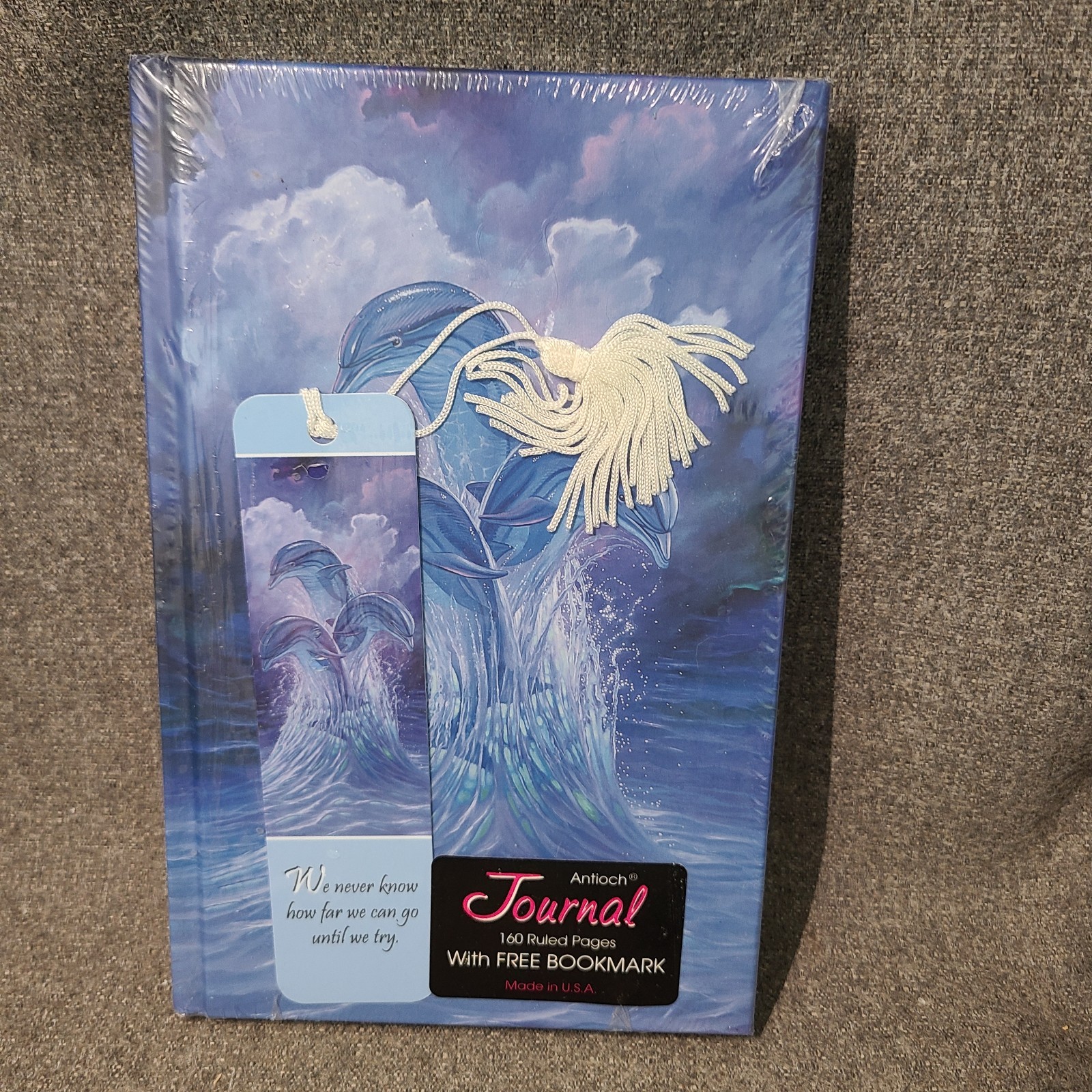 Vintage Antioch Journal Lined Pages Hardcover w/ Bookmark NOS Dolphins