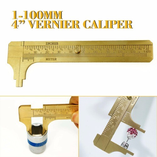 Mini Metal Scale Brass Sliding Gauge Vernier Caliper Pocket Measuring Ruler