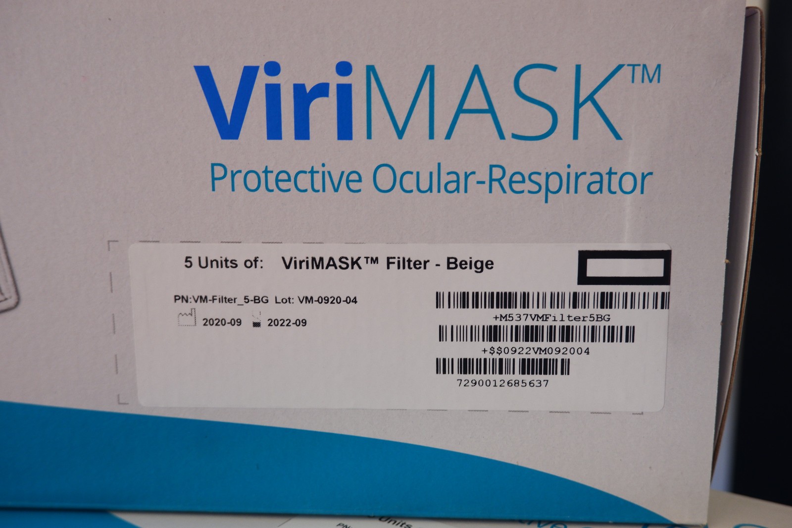 ViriMask Protective ocular respirator Large Red V60+ 10 filters made in Israel