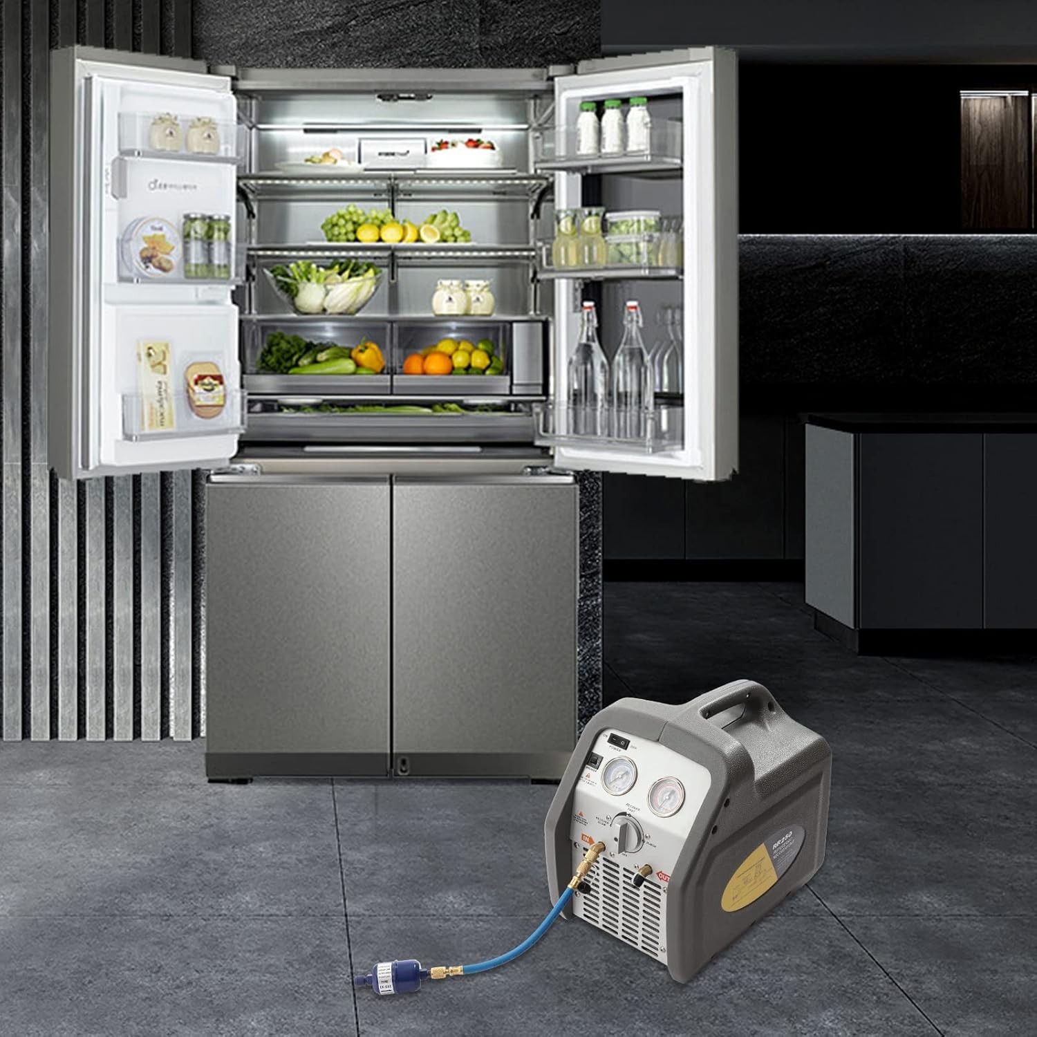 110-120V AC 60Hz 3/4 HP Single Cylinder Portable Refrigerant Recovery Machine