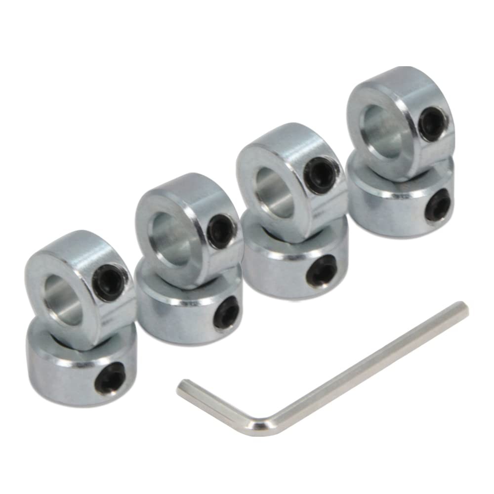Zeberoxyz 8pcs 3/8inch Bore Shaft Collars SetsScrew Zinc Plated Solid Steel L…