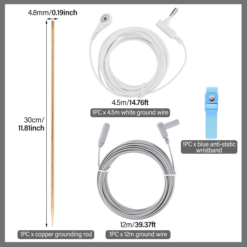 Grounding Rod with 40ft Wire, Portable Earthing Kit