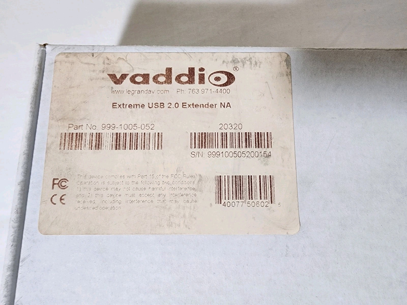 Vaddio 999-1005-052 15520 Extreme USB 2.0 Extender NA