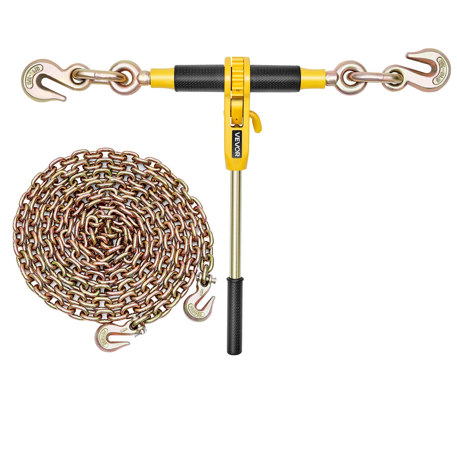 VEVOR 2 Pack 5/16″-3/8″ Ratchet Binder w/G80 14 ft Chains for Secure Hauling