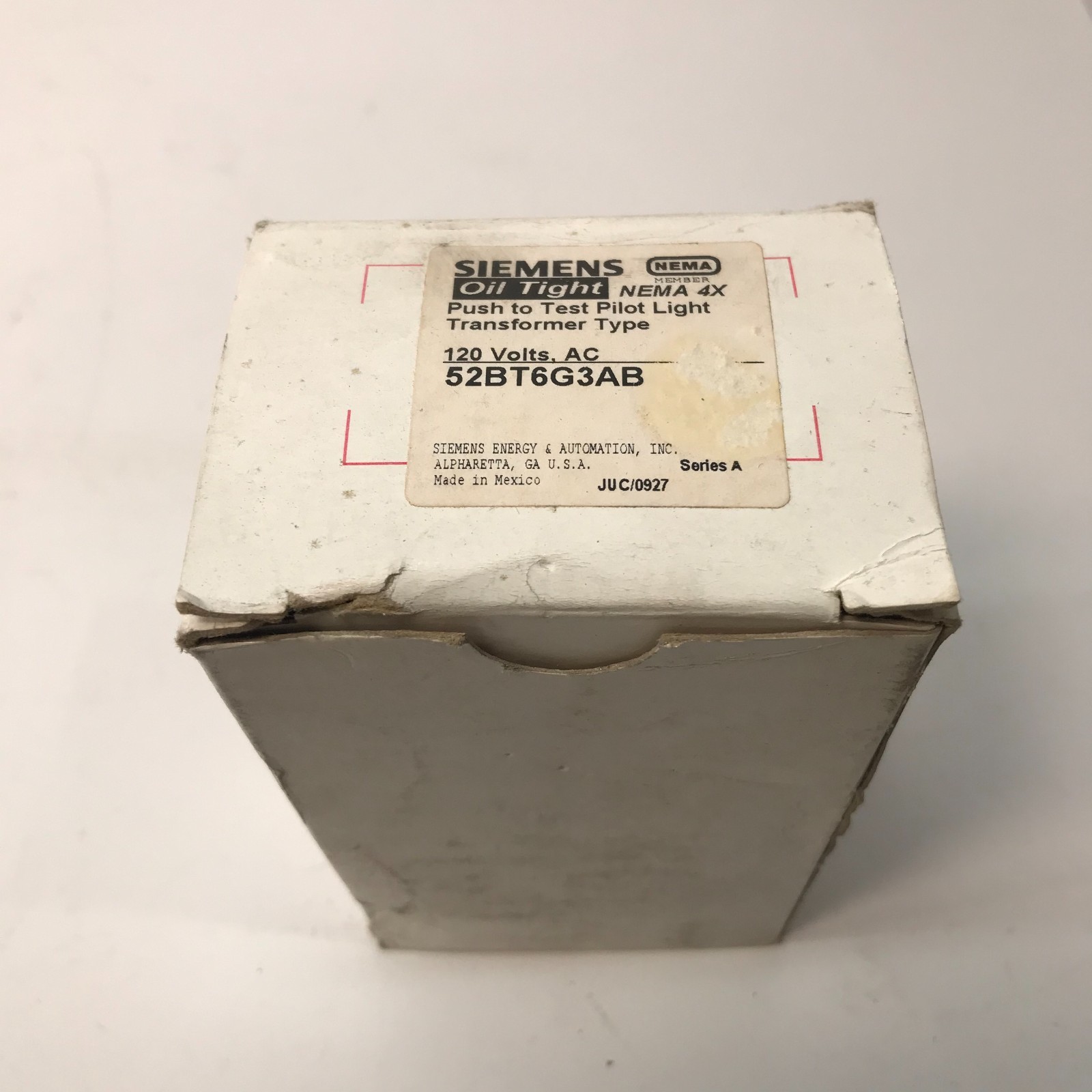Siemens 52BT6G3AB Push to Test Pilot Light Transformer Type, 120 Volts – New