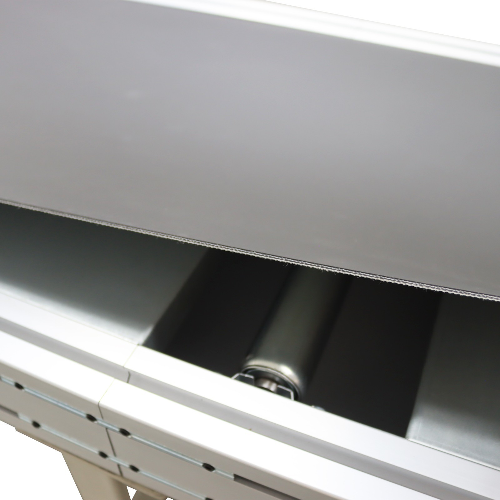 Open Box!Transport System 118in*11.8in L*W Black PVC Conveyor Belt 110V Shipping
