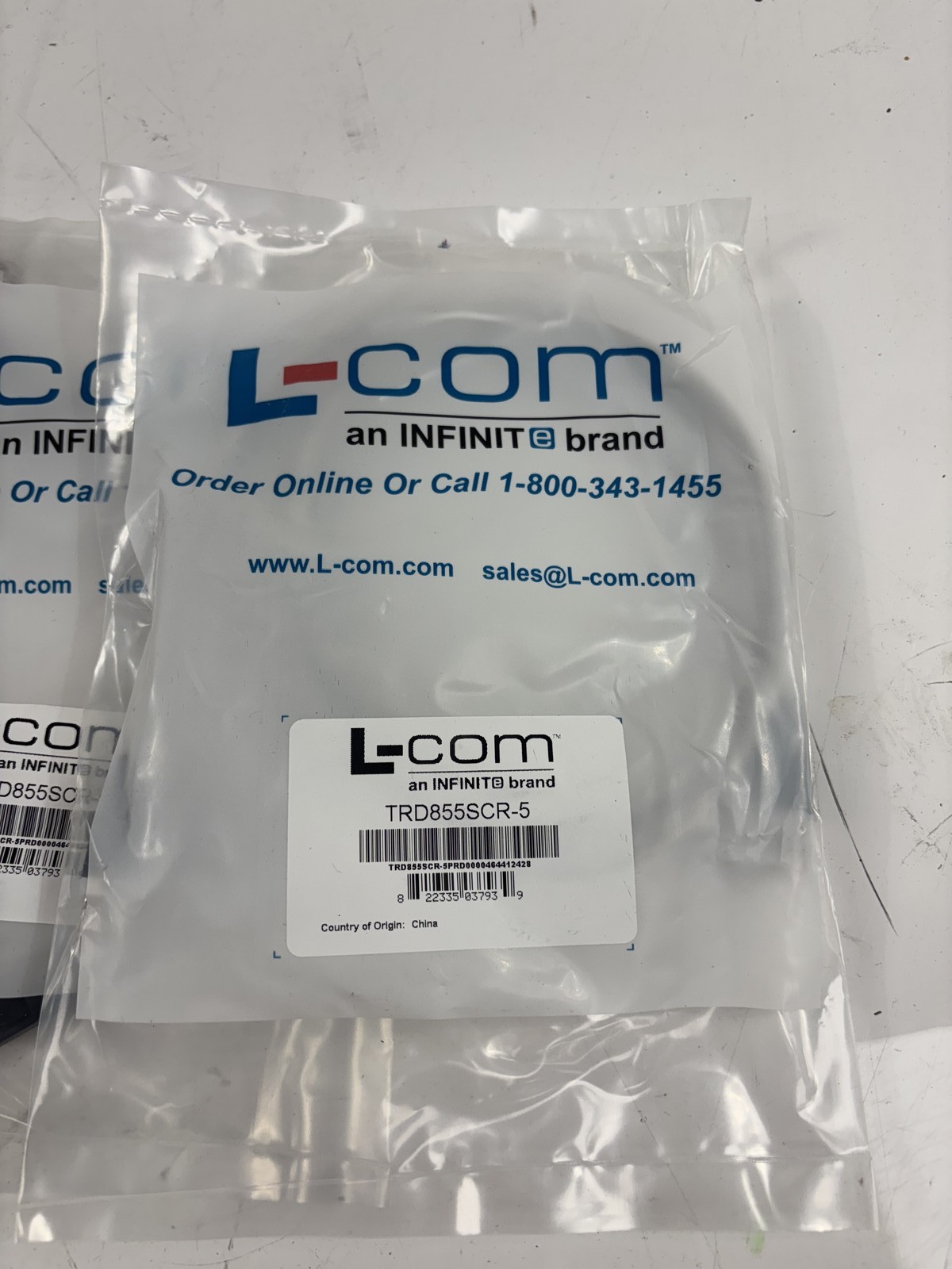 5 Pack Infinite L-Com 5’L 26AWG PVC Cat5e RJ45 Gray Jacket Ethernet Cables