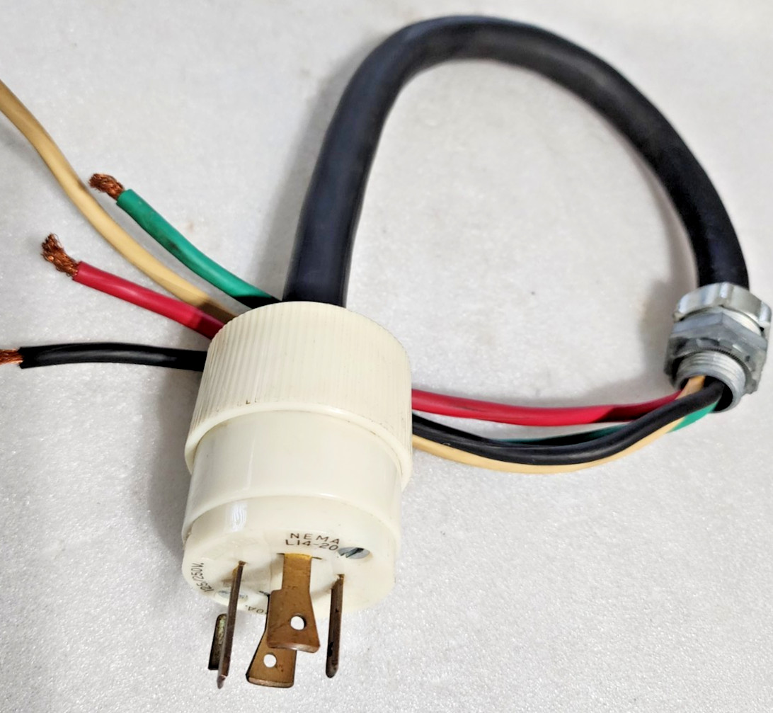 Cord 2 FT, NEMA L14-20, 20-Amp, 125/250Vac Locking Plug