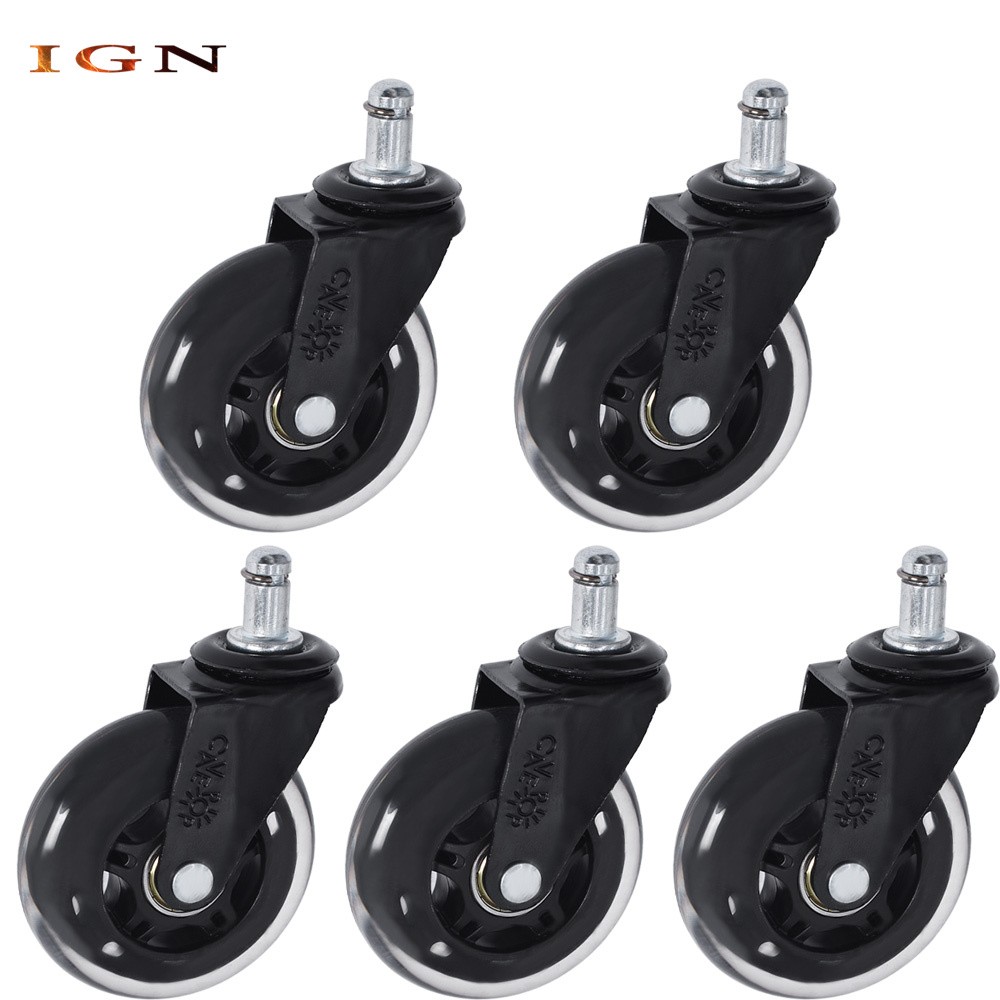 5 Pack 3 Inch Office Chair Caster Swivel Wheels Replacement Heavy Duty Low-Noise