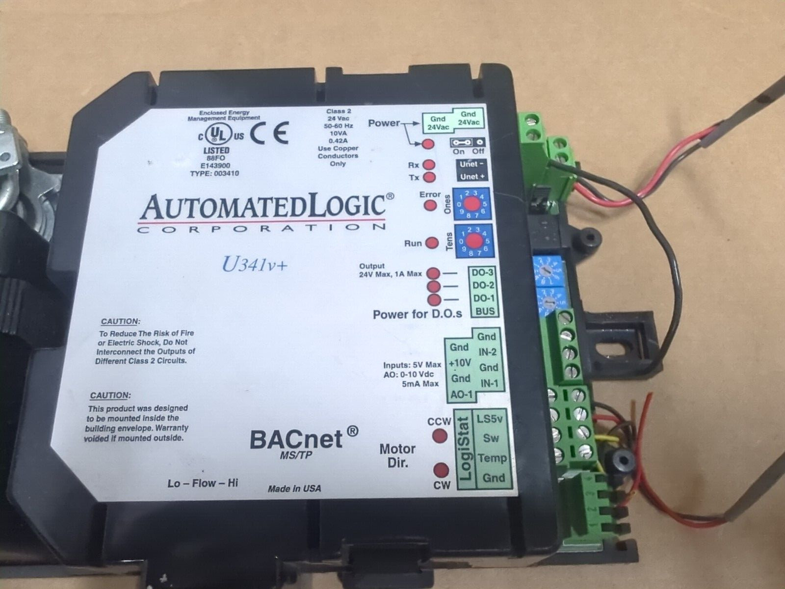 Automated Logic U341V+ BACnet MS/TP Controller – NG D1F