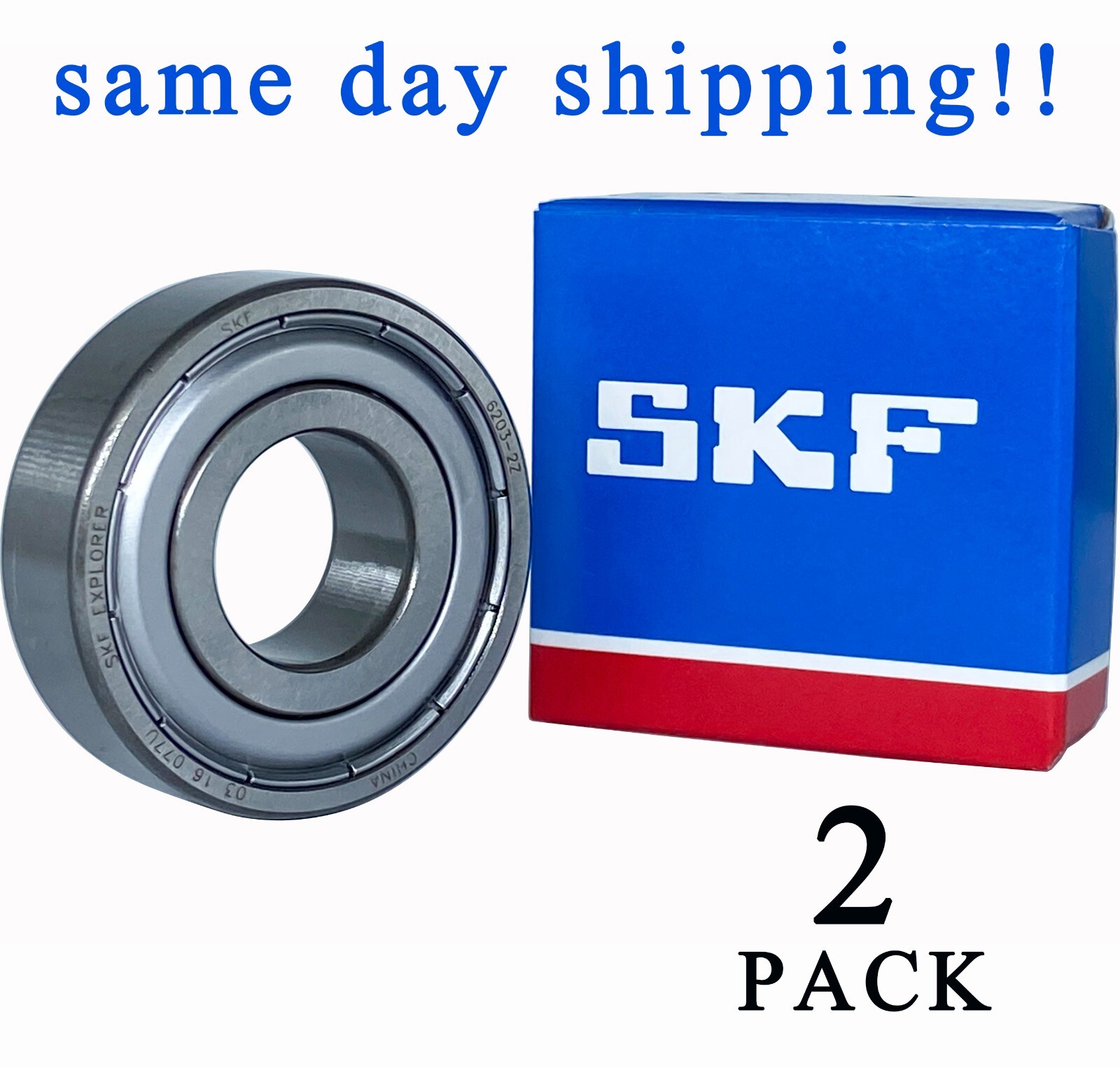 2PACK SKF Brand 6203-2Z 6203ZZ 17X40X12MM Double Metal Seal Bearings