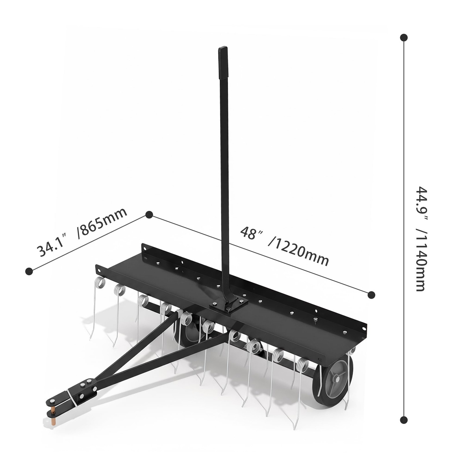 Tow Behind Lawn Rake, 48-Inch Tow Dethatcher with 24 Spring Steel Tines, Lawn…