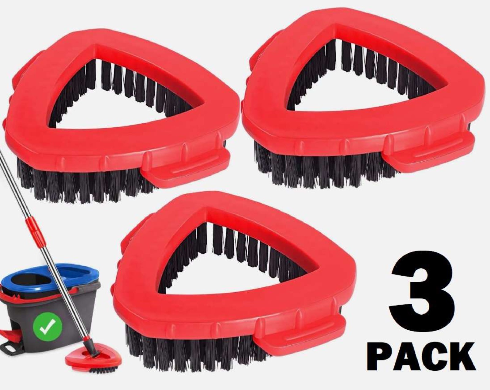 3 PACK! Scrub Brush for OCedar RinseClean 2 Tank, O Cedar Scrubber Mop Head 3pcs