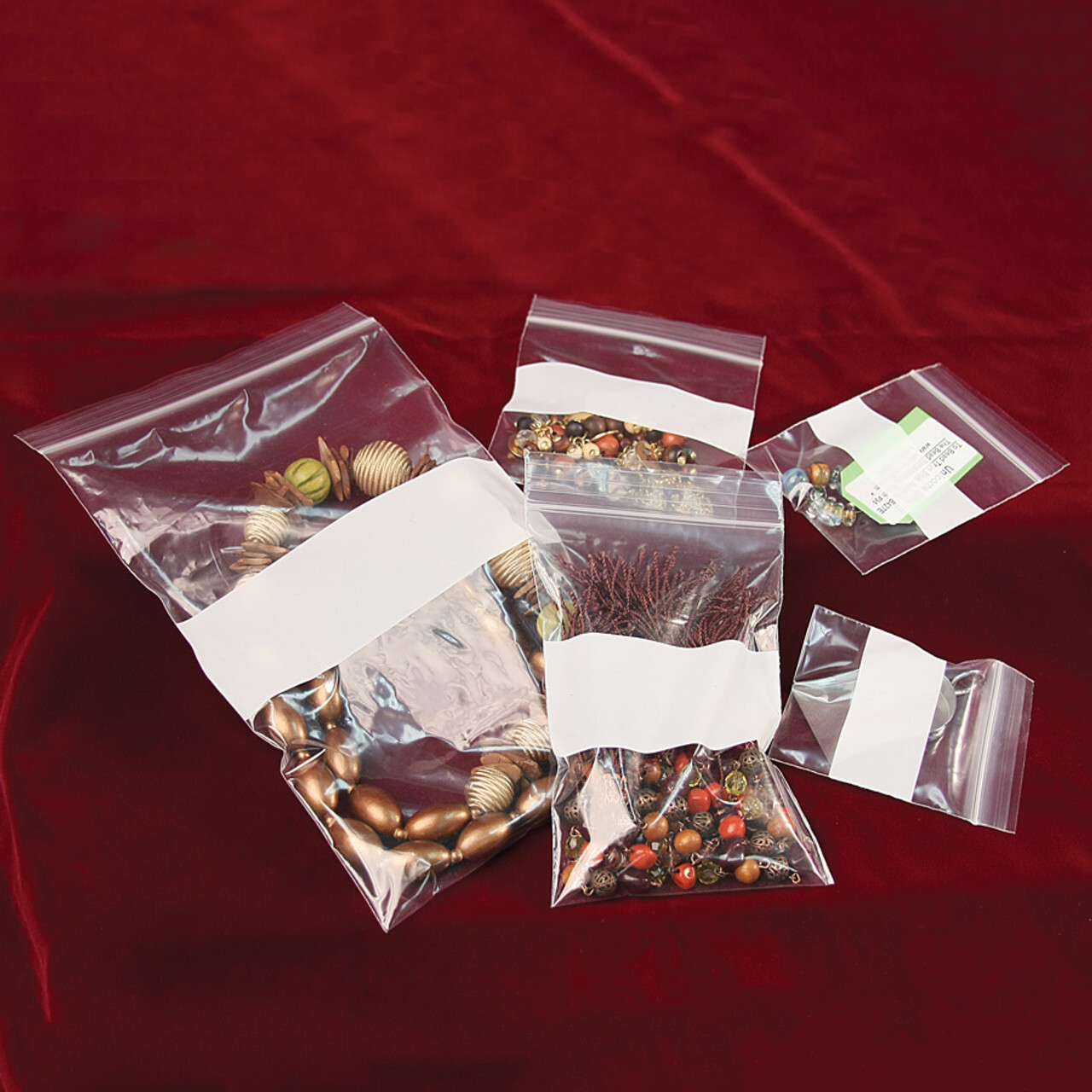 3″ x 5″ White Block Zip Seal Bags Reclosable Top Lock 2Mil or 4Mil Heavy Duty
