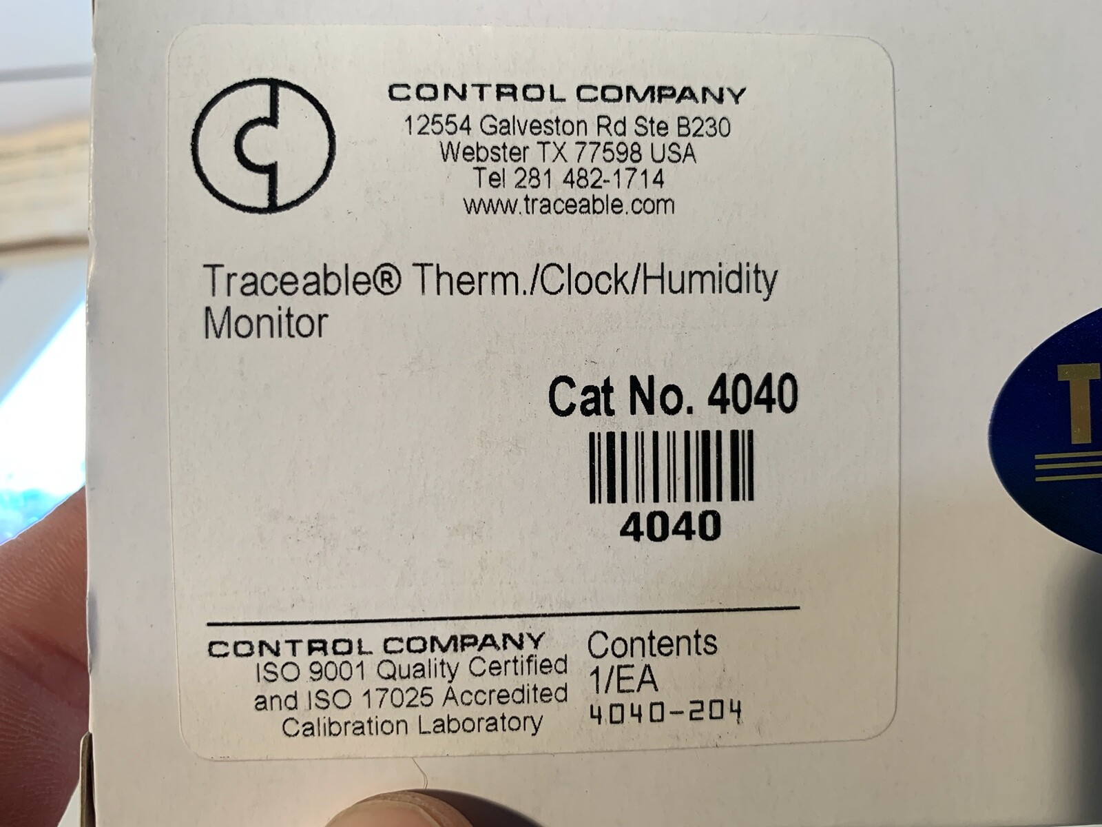 1x Traceable 4040 Thermometer Clock Humidity Monitor 32.0 to 122.0°F, NEW VWR