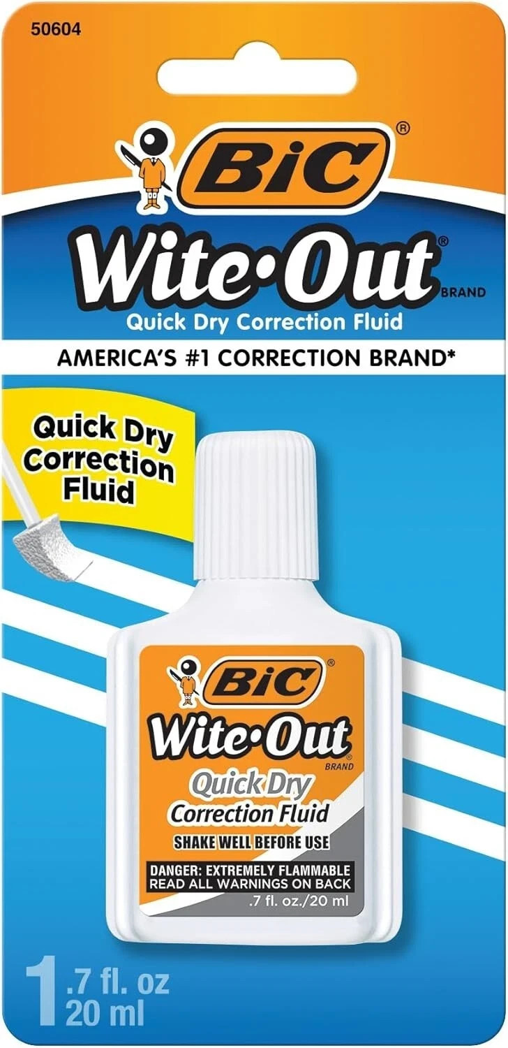 Wite-out Quick Dry Correction Fluid, 20ml, White, Goes on Easy with a Reduced Dr