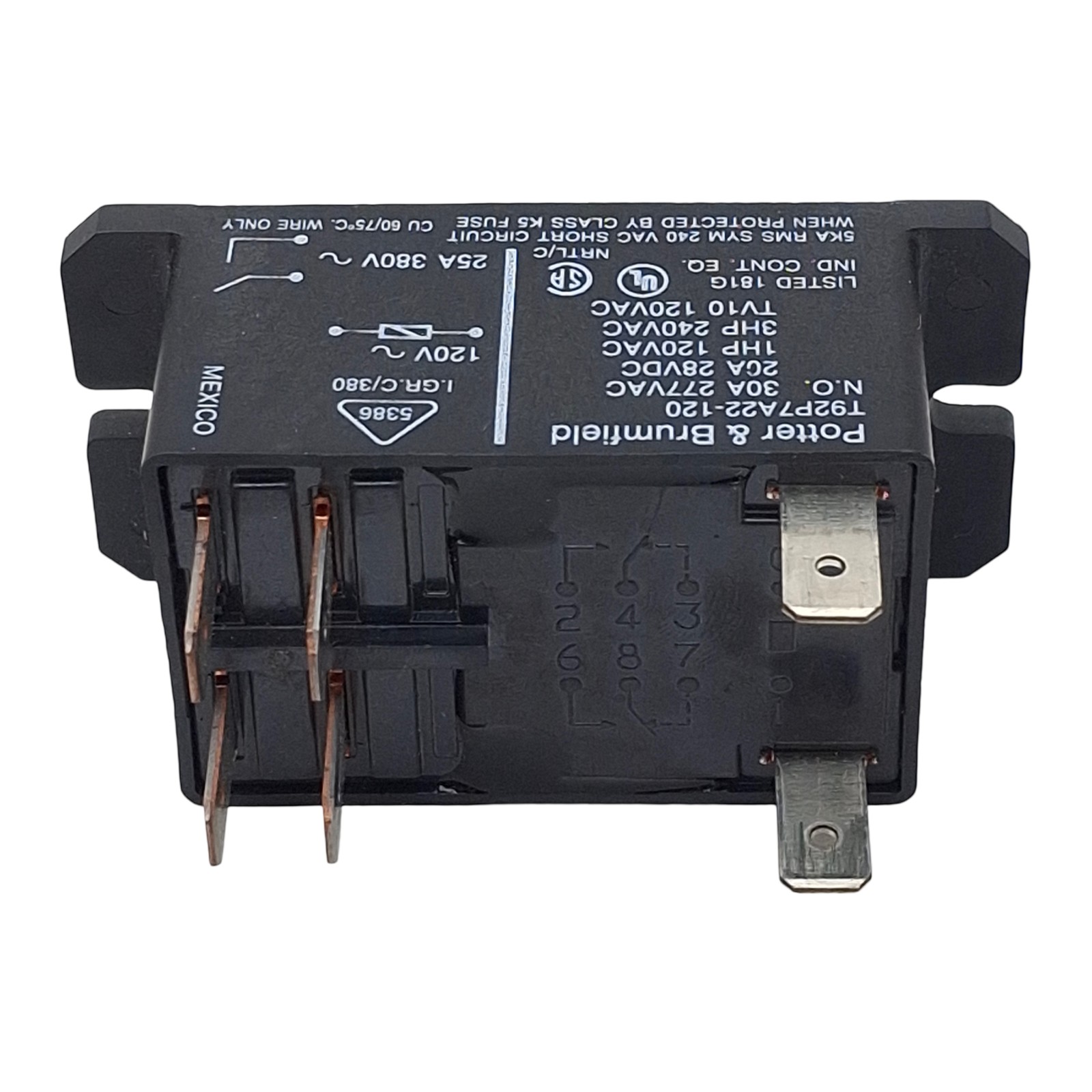 Potter & Brumfield T92P7A22-120 Power Relay, DPST-NO, 30A 277VAC, 120VAC Coil