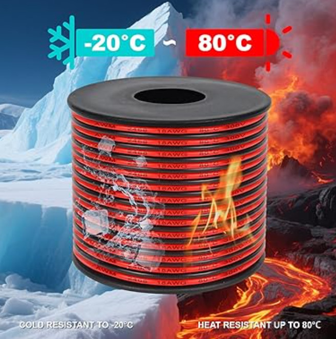 18 Awg Silicone Electrical Wire 2 Conductor Parallel Wire line 60ft Black 30ft