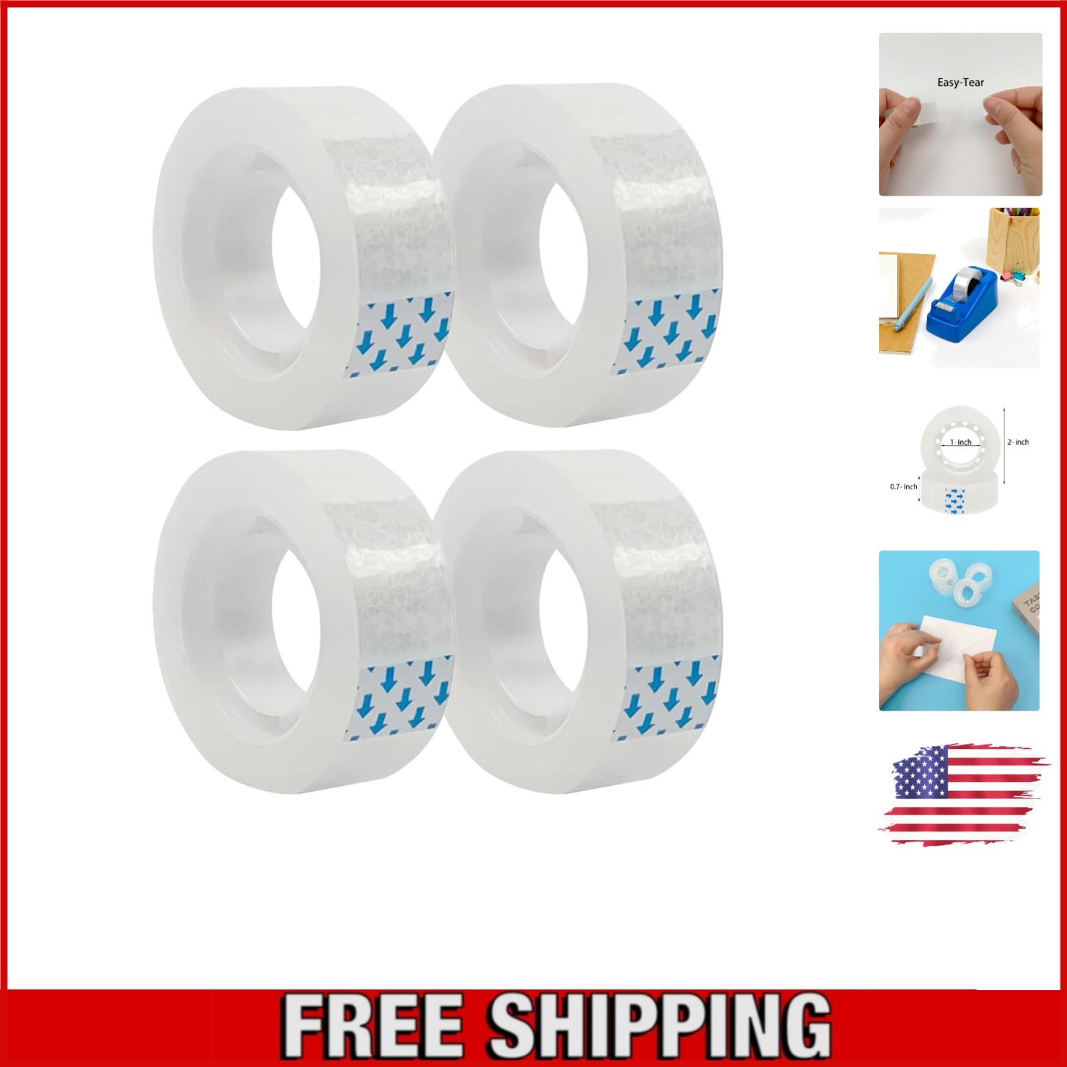 Versatile 4 Roll Clear Tape Set – 27.3 Yards, Great for Crafts & Everyday Use
