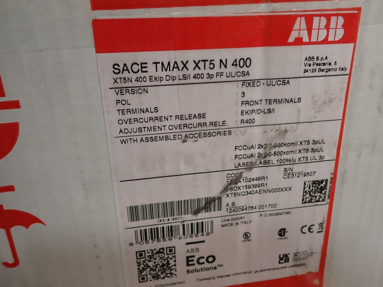 NEW ABB TMAX XT5 N 400 400 AMP EKP LSI XT5NQ340AENN000XXX BREAKER