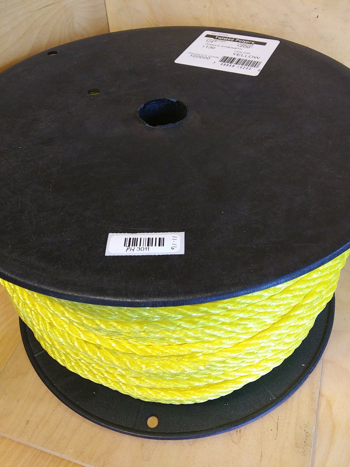 Twisted Polypro Yellow Rope. Appx 1200ft. 1/4″ diameter. 1130 Tensile Strength