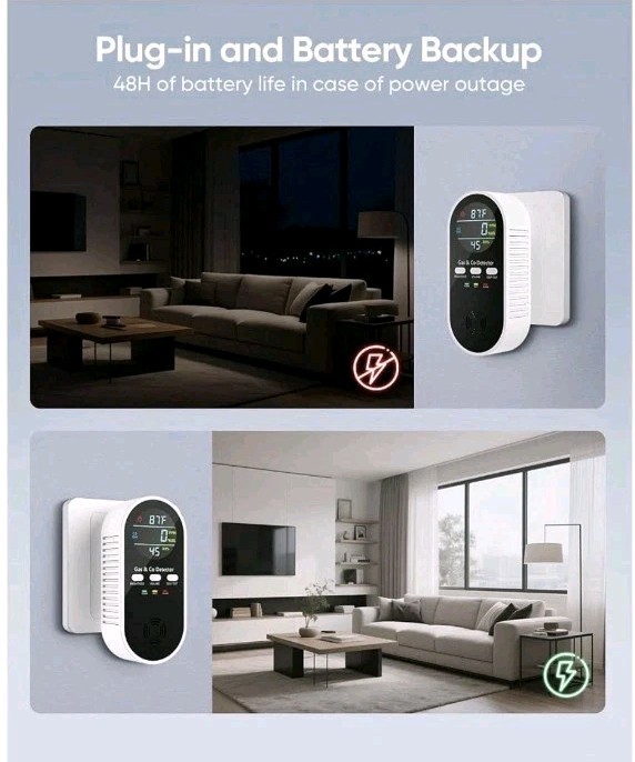New 5-in-1 Carbon Monoxide Detector Natural Gas Leak Detector KH168 Travel/Home