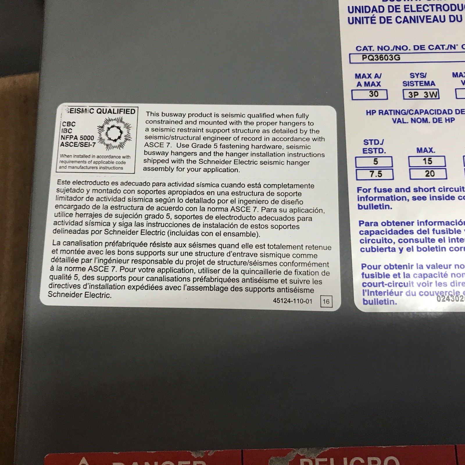 SQUARE D PQ3603G 30A 600V 3Ph 3W NEW OPEN BOX OLD STOCK