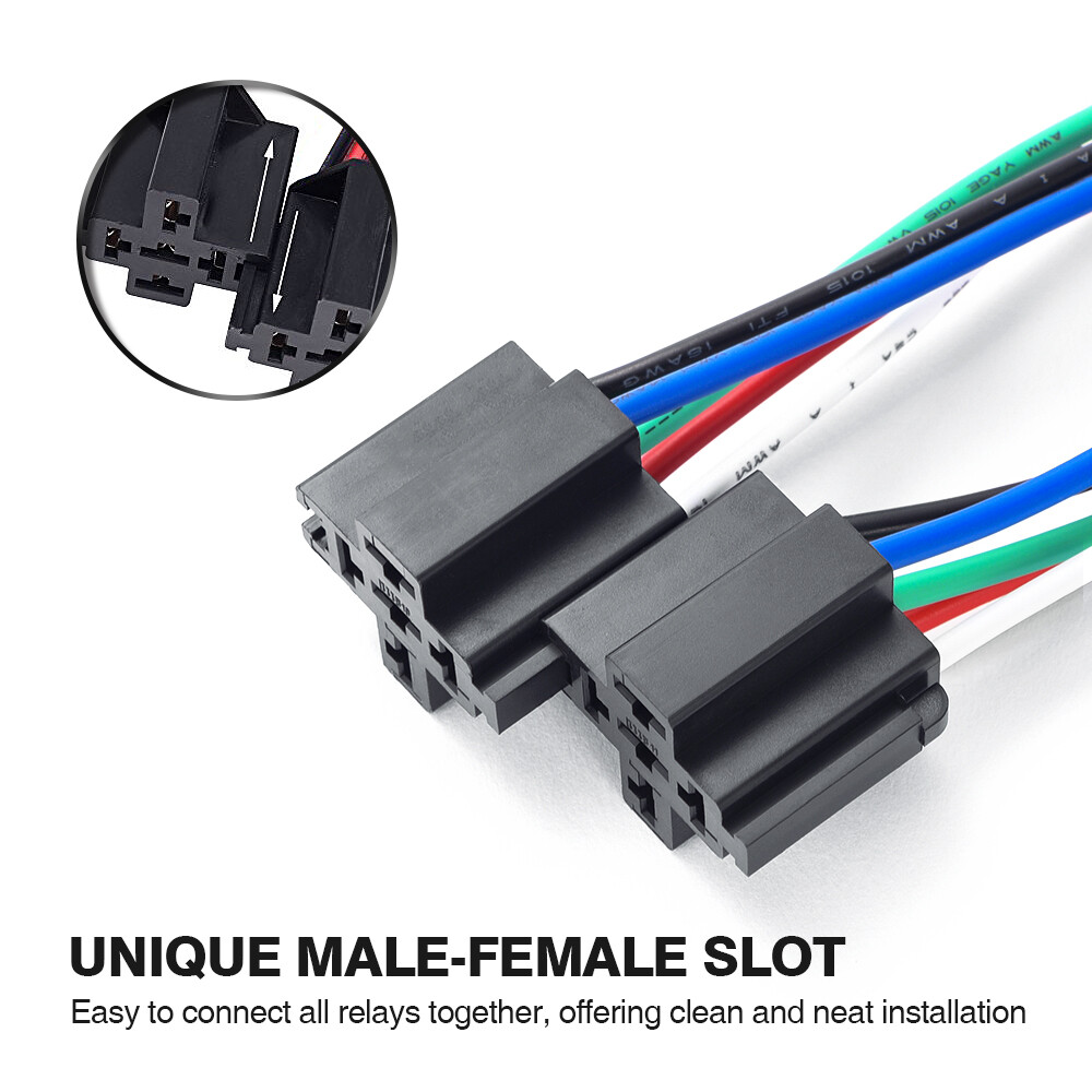 6x 5Pin 30Amp Fuse Relays Switch Harness 14AWG Wire For Automotive Car Boat RV