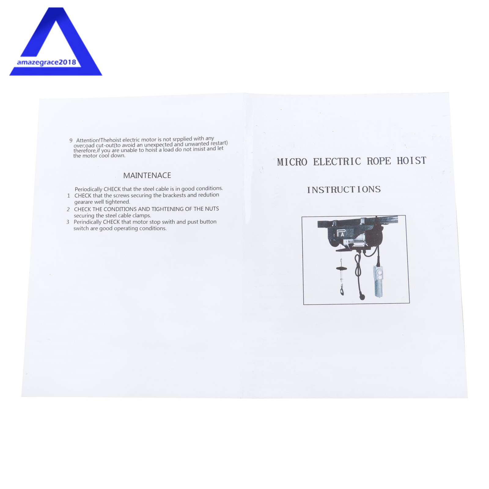 1320lbs Electric Hoist & Wireless Remote Control,110V 40ft/20ft Lifting Height