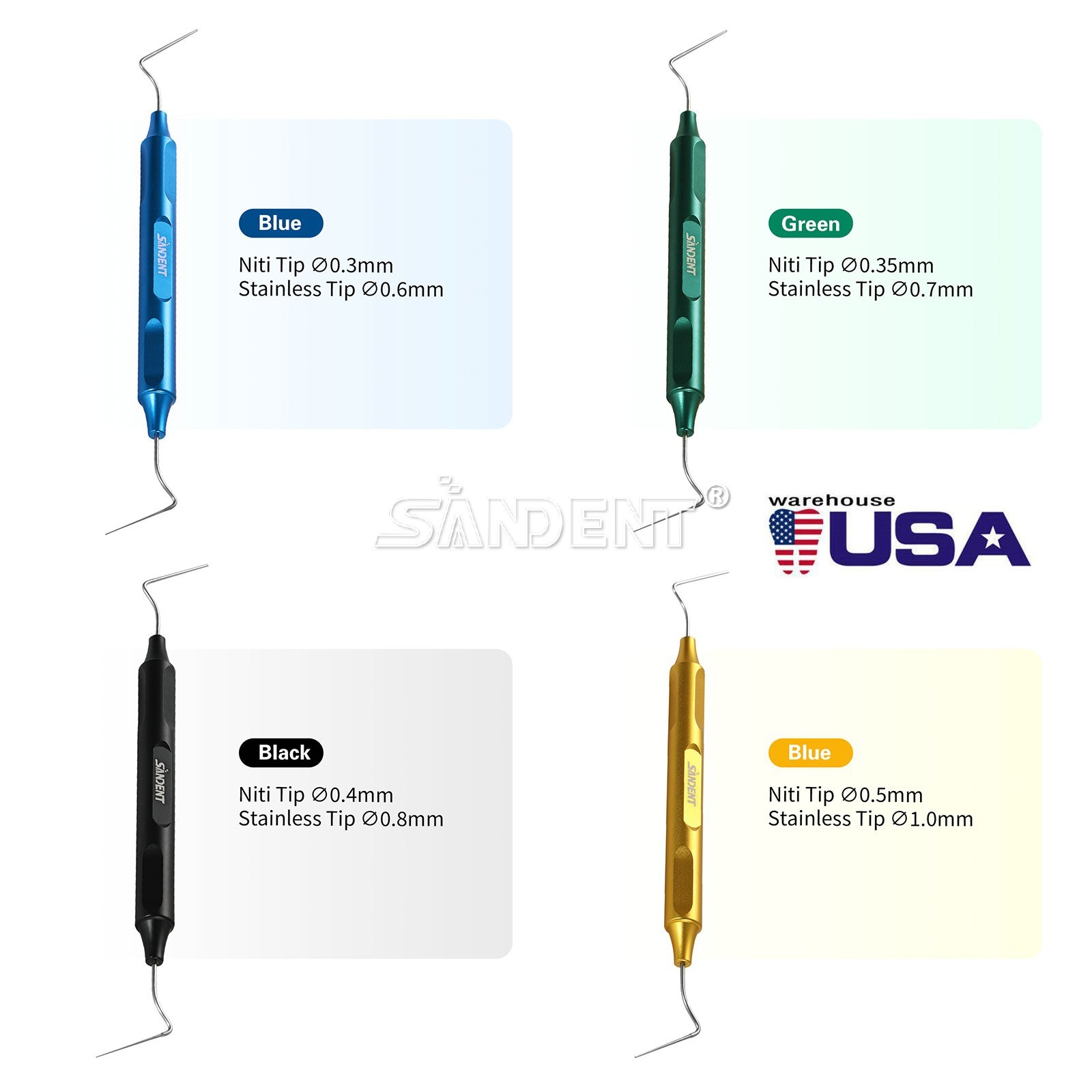 Nickel-Titanium Endo Pluggers – Vertical Condensation Tips for Root Canal 4Color