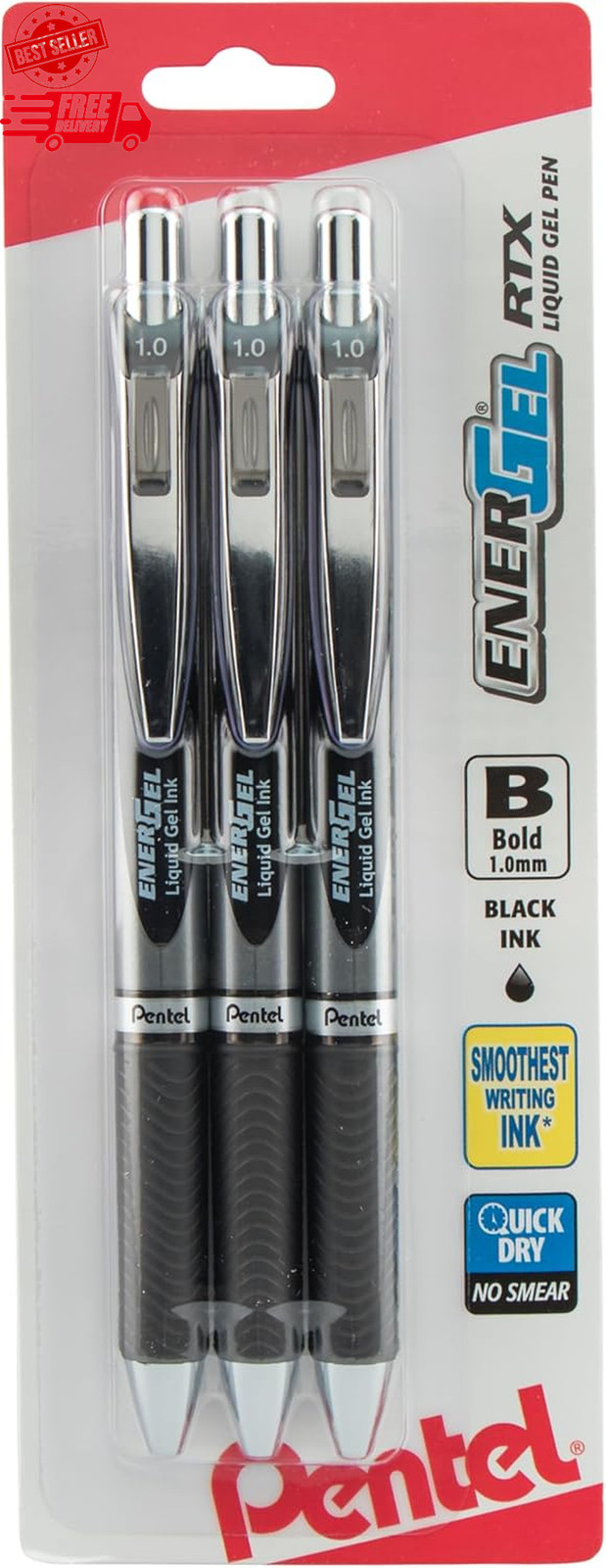 ® Energel RTX Pens, 1.0 Mm, Bold Point, Black Ink, Pack of 3 FREE SHIPPING
