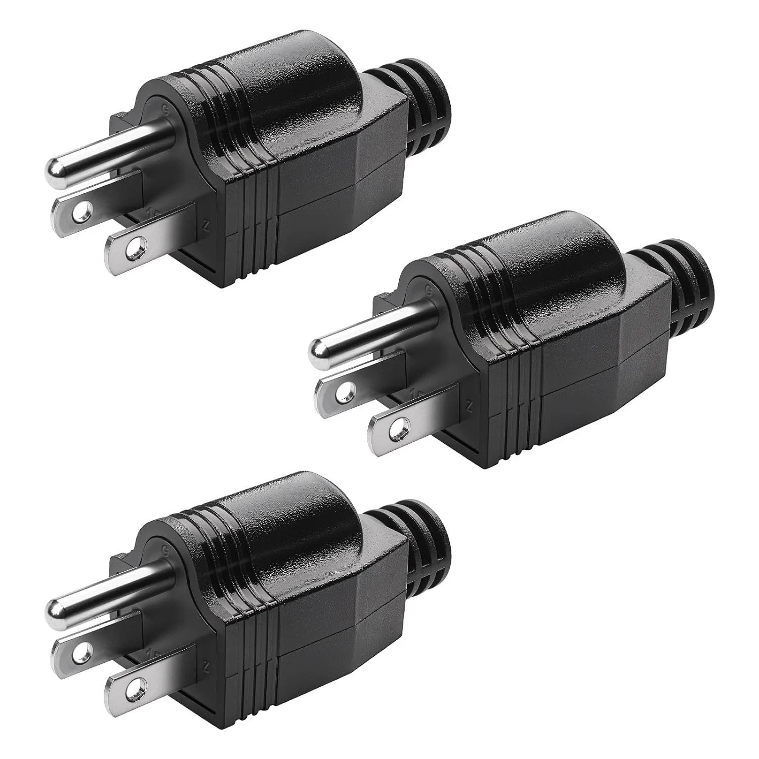 3PCS Electrical Replacement Plug 3 Prong Male Plug End Extension Cord Replacemen