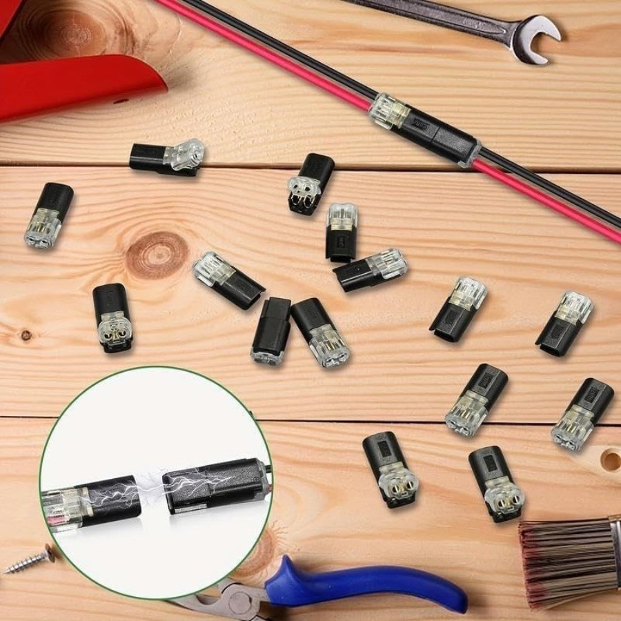 50PCS Double Wire Plug in Connector Low Voltage LED Strip Lighting DIY 2 Pin DIY