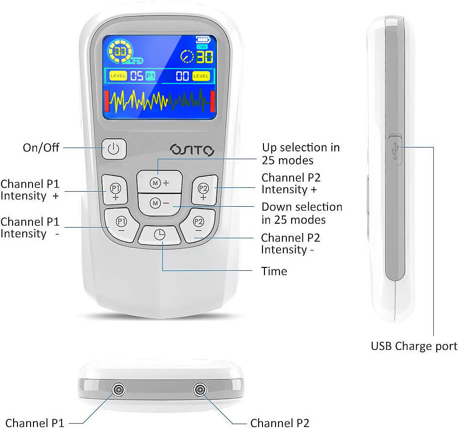 TENS Unit EMS Stimulator Pulse Massager Muscle & Nerve Pain Relief Rechargeable