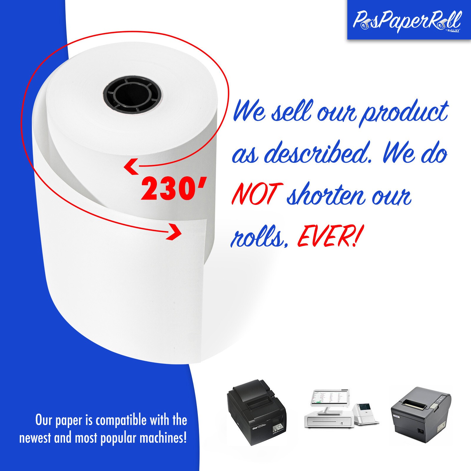 3-1/8″ x 230′ Thermal Receipt Paper POS Cash Register 50 Rolls