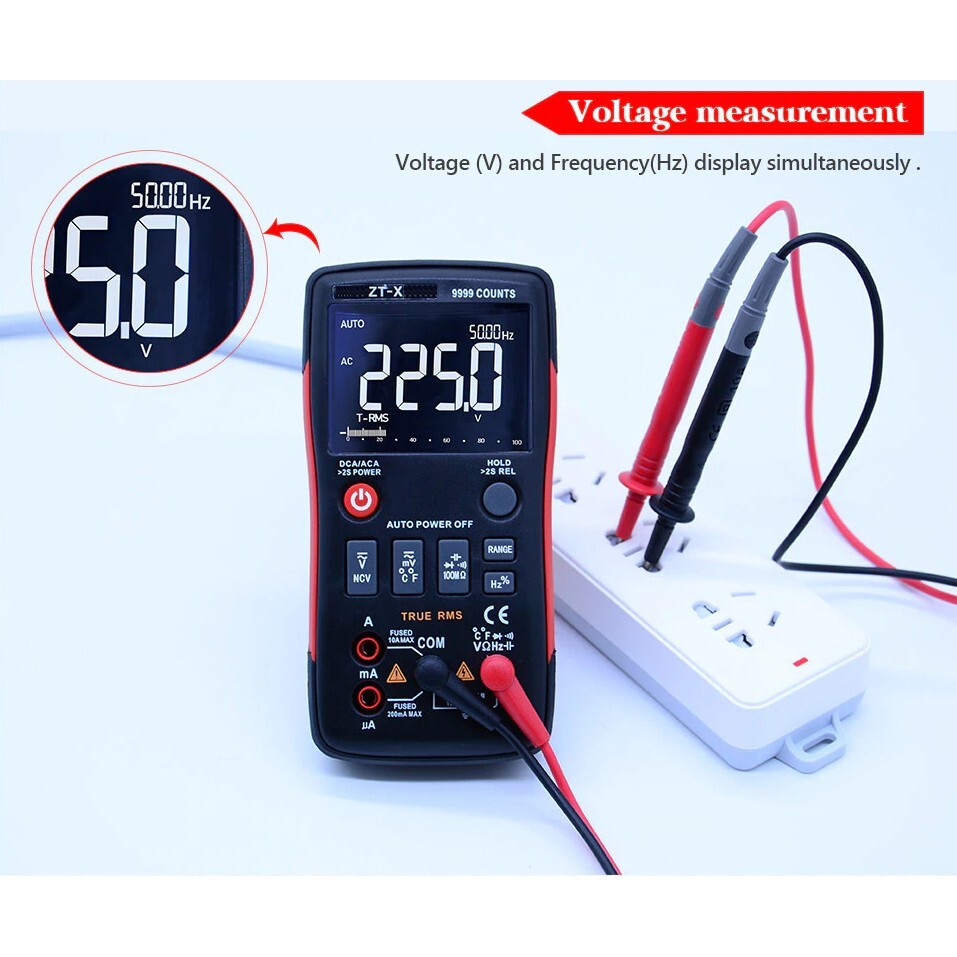 Button Operated Digital Multimeter w/ NCV, True RMS, 9999 Counts, Backlit LCD