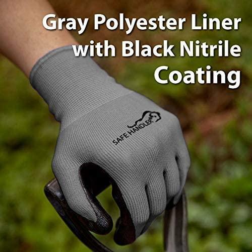 Nitrile Work Gloves, Abrasion Resistant, OSFM (12 Pairs)