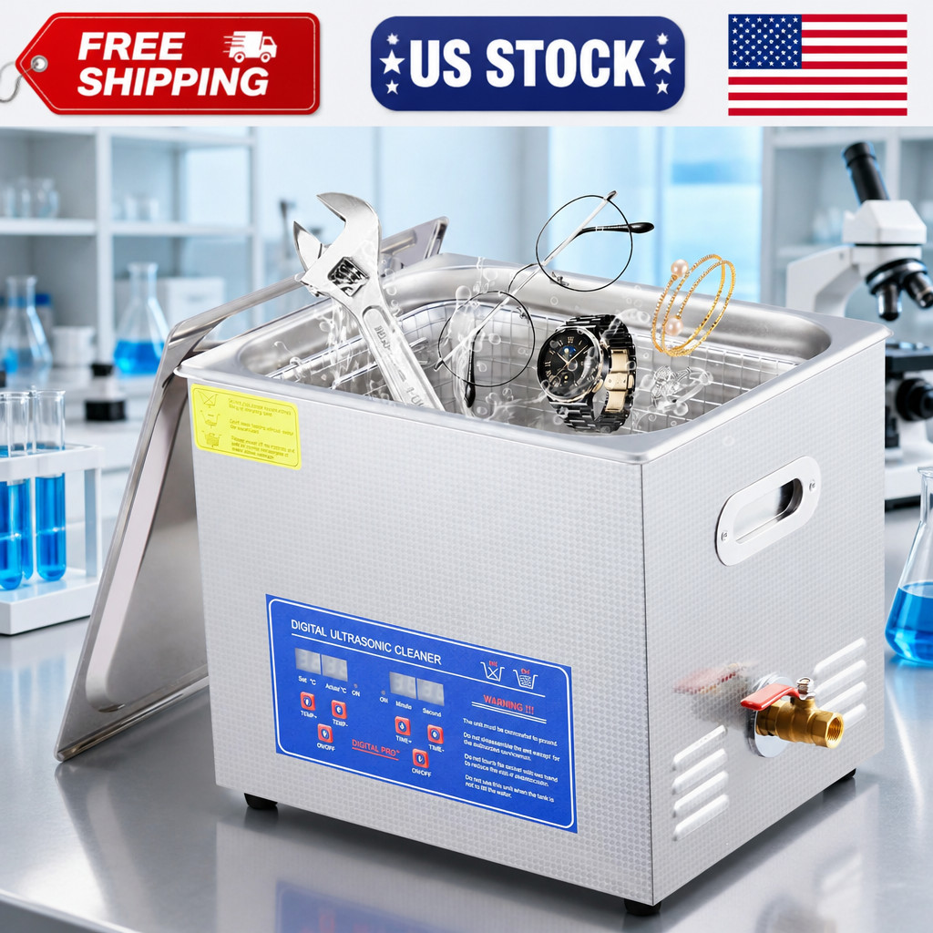 10L Ultrasonic – 240W, 40kHz, Digital Timer & Heater, Heavy-Duty Lab Cleaner