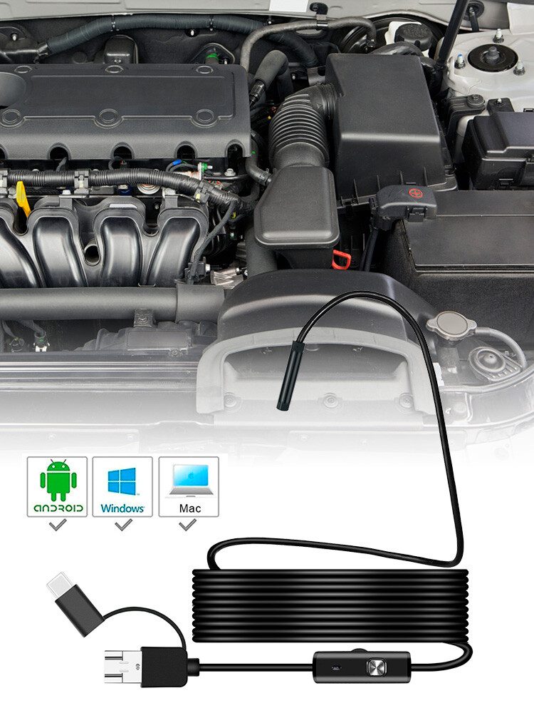 6LED USB Snake Endoscope Borescope HD Inspection Camera Scope for Android Type C