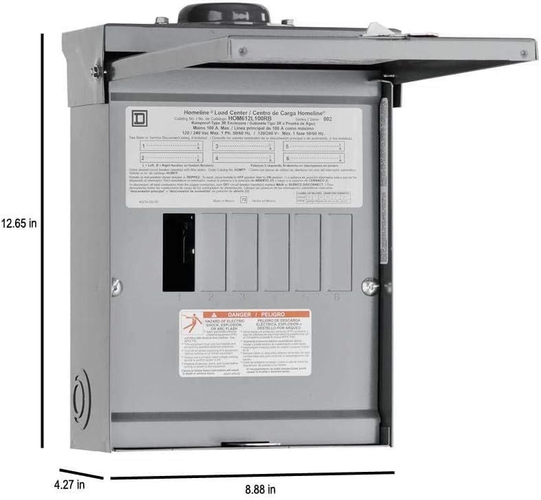 Square D HOM612L100RBCP Six-Space 12-Circuit Outdoor Main Lug Load Center 100A