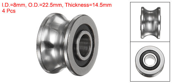 4pcs SG22 U Groove Track Guide Bearing 8×22.5×14.5mm U Groove Roller Wheel